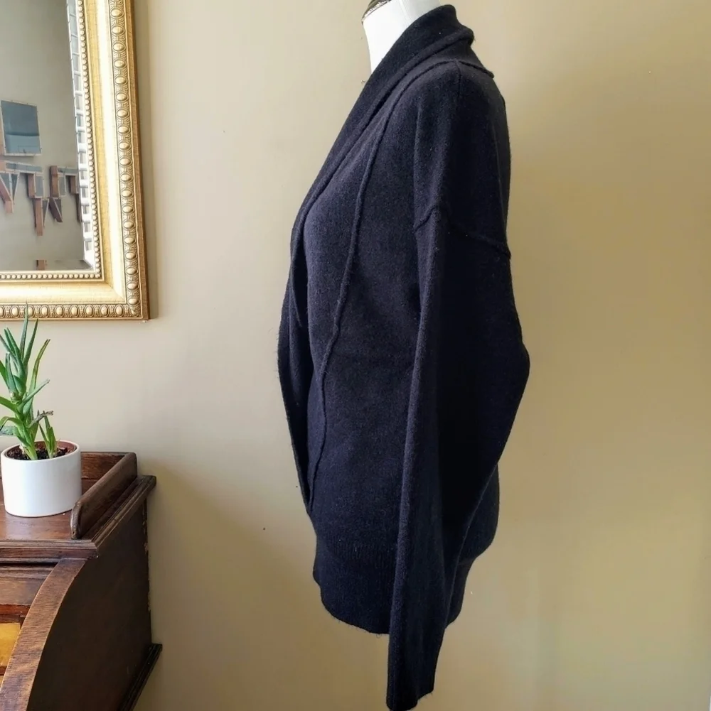 Free People Cozy Touch the Sky Black Crossover Wrap Sweater Wool Size XS NWT